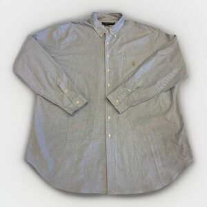 Ralph Lauren Men's 3XLT Tall Stretch Oxford Shirt Blue Button Long‎ Sleeve Pony
